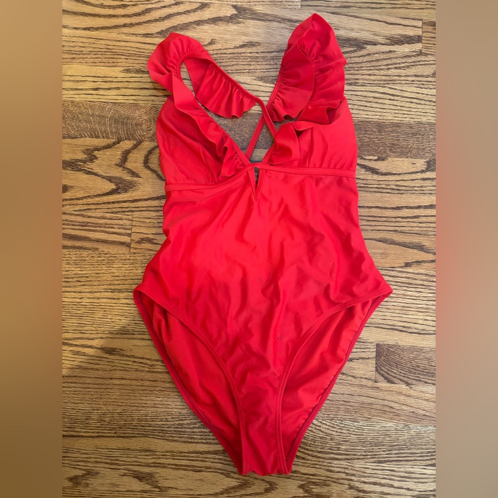 Red Ruffled One-Piece Swimsuit